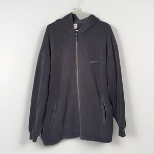 Nike Vintage Made USA Full Zip Hoodie Blue Embroidered Swoosh Back Mens XXL